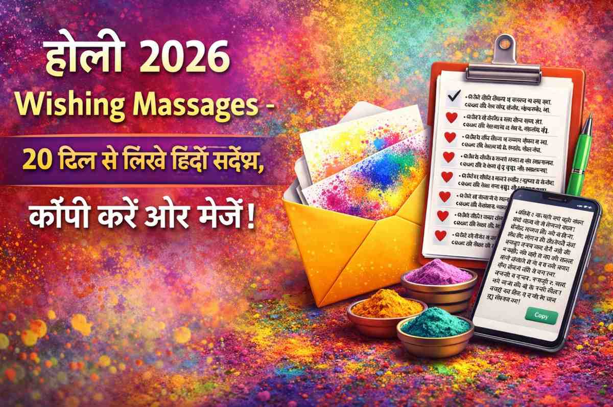 Holi 2026 Wishing Massages – 20 दिल से लिखे हिंदी संदेश, कॉपी करें और भेजें!
